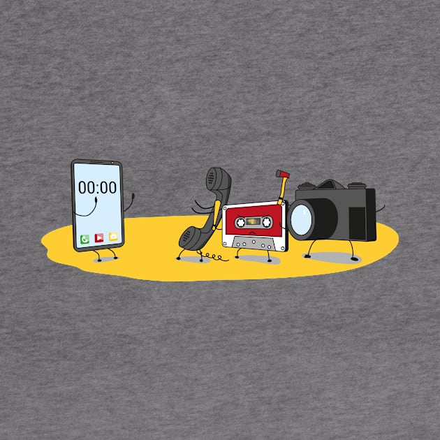 Phone Cassette Camera Bulling Smartphone Funny Cartoon by udesign